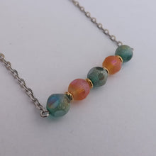 Load image into Gallery viewer, Orange & Teal Frosted Handmade Bead Bar Necklace with Matching Earrings