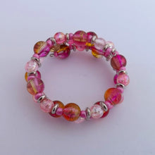 Load image into Gallery viewer, Pink & Orange Small Handmade Memory Wire Bead Bracelet