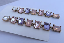 Load image into Gallery viewer, Multi Coloured, Gold Tone Rhinestone Chain Link Drop Earrings (multiple colour options)