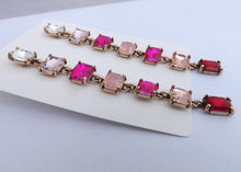 Load image into Gallery viewer, Multi Coloured, Gold Tone Rhinestone Chain Link Drop Earrings (multiple colour options)