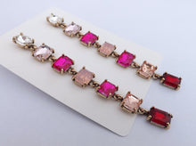 Load image into Gallery viewer, Multi Coloured, Gold Tone Rhinestone Chain Link Drop Earrings (multiple colour options)