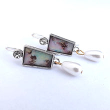 Load image into Gallery viewer, Purple, Blue & Silver Tone Earrings
