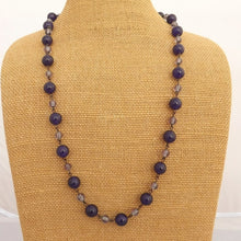 Load image into Gallery viewer, Purple & Copper Tone Handmade Bead & Chain Necklace & Matching Earrings