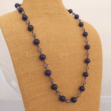 Load image into Gallery viewer, Purple & Copper Tone Handmade Bead & Chain Necklace & Matching Earrings