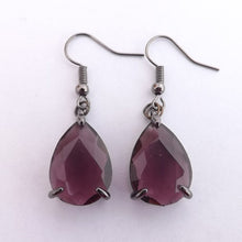 Load image into Gallery viewer, Purple & Gunmetal Grey Faceted Teardrop Earrings