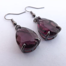 Load image into Gallery viewer, Purple & Gunmetal Grey Faceted Teardrop Earrings