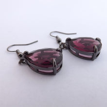 Load image into Gallery viewer, Purple & Gunmetal Grey Faceted Teardrop Earrings