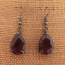 Load image into Gallery viewer, Purple & Gunmetal Grey Faceted Teardrop Earrings