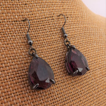Load image into Gallery viewer, Purple & Gunmetal Grey Faceted Teardrop Earrings