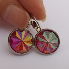 Load image into Gallery viewer, Red Faceted Star Earrings on Lever Back Hooks