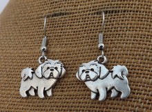 Load image into Gallery viewer, Silver Tone Shih Tzu Dog Earrings