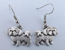 Load image into Gallery viewer, Silver Tone Shih Tzu Dog Earrings