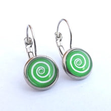 Load image into Gallery viewer, Spiral Dome Earrings on Lever Back Hooks (multiple colour options)