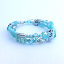 Load image into Gallery viewer, Small Handmade Light Blue Memory Wire Bead Bracelet