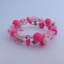 Load image into Gallery viewer, Small Handmade Pink Memory Wire Bead Bracelet