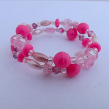 Load image into Gallery viewer, Small Handmade Pink Memory Wire Bead Bracelet