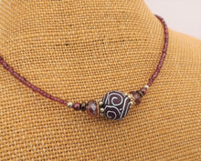 Load image into Gallery viewer, Warm Purple, Black & White Korus Kathryn Design Handmade Bead necklace