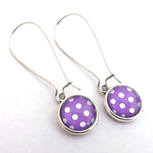 Load image into Gallery viewer, Polka Dot Dome Earrings on Long Kidney Hooks (multiple colour options)