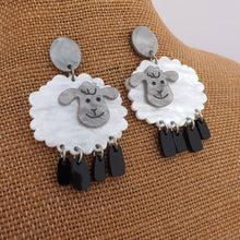 Load image into Gallery viewer, White Sheep Acrylic Drop Earrings (2 options)