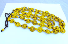 Load image into Gallery viewer, Yellow Chunky Triple Strand Wooden Bead Necklace