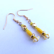 Load image into Gallery viewer, Yellow & Gold Handmade Bead Earrings