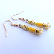Load image into Gallery viewer, Yellow & Gold Handmade Bead Earrings