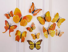 Load image into Gallery viewer, 24x Yellow/Orange Butterfly Wall Decals/Magnet