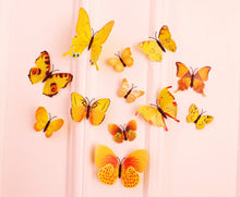 Load image into Gallery viewer, 24x Yellow/Orange Butterfly Wall Decals/Magnet