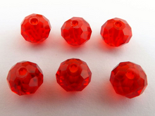 Load image into Gallery viewer, 6x8mm Mid Red Crystal Cut Rondelle Beads