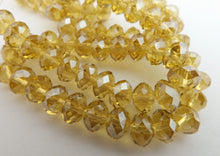 Load image into Gallery viewer, 6x8mm Yellow Brown AB Lustre Crystal Cut Rondelle Beads - yab
