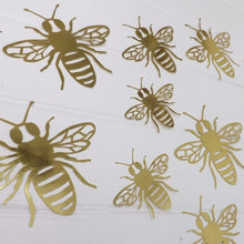 Load image into Gallery viewer, 12x Gold Metallic Mirror Effect Bee Wall Decals