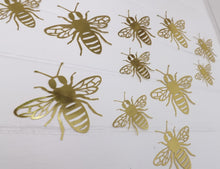 Load image into Gallery viewer, 12x Gold Metallic Mirror Effect Bee Wall Decals