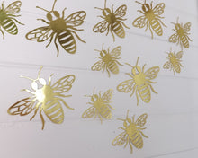 Load image into Gallery viewer, 12x Gold Metallic Mirror Effect Bee Wall Decals