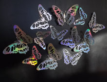 Load image into Gallery viewer, 12x Hologram Effect Filigree Style Butterfly 3D Wall Decals
