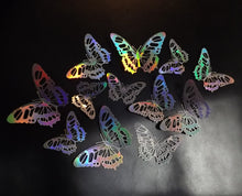 Load image into Gallery viewer, 12x Hologram Effect Filigree Style Butterfly 3D Wall Decals