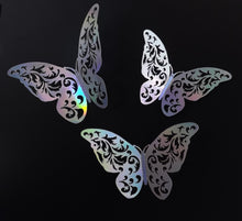 Load image into Gallery viewer, 12x 3D Holographic Filigree Butterfly Wall Decals