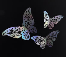 Load image into Gallery viewer, 12x 3D Holographic Filigree Butterfly Wall Decals