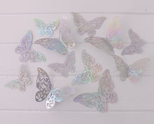 Load image into Gallery viewer, 12x 3D Holographic Filigree Butterfly Wall Decals