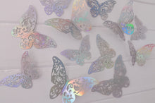 Load image into Gallery viewer, 12x 3D Holographic Filigree Butterfly Wall Decals