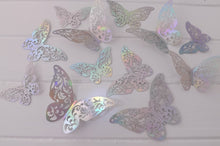 Load image into Gallery viewer, 12x 3D Holographic Filigree Butterfly Wall Decals