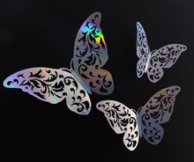 Load image into Gallery viewer, 12x 3D Holographic Filigree Butterfly Wall Decals