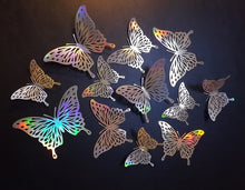 Load image into Gallery viewer, 12x Holographic Filigree Butterfly Wall Decals
