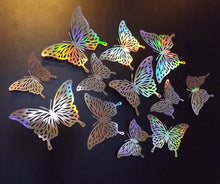 Load image into Gallery viewer, 12x Holographic Filigree Butterfly Wall Decals