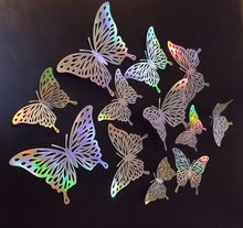 Load image into Gallery viewer, 12x Holographic Filigree Butterfly Wall Decals
