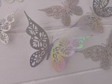Load image into Gallery viewer, 12x Holographic Floral Filigree Butterfly Wall Decals