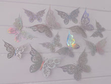 Load image into Gallery viewer, 12x Holographic Floral Filigree Butterfly Wall Decals