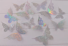 Load image into Gallery viewer, 12x Holographic Floral Filigree Butterfly Wall Decals