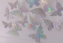 Load image into Gallery viewer, 12x Holographic Floral Filigree Butterfly Wall Decals