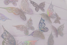 Load image into Gallery viewer, 12x Holographic Floral Filigree Butterfly Wall Decals
