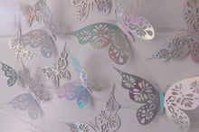 Load image into Gallery viewer, 12x Holographic Floral Filigree Butterfly Wall Decals